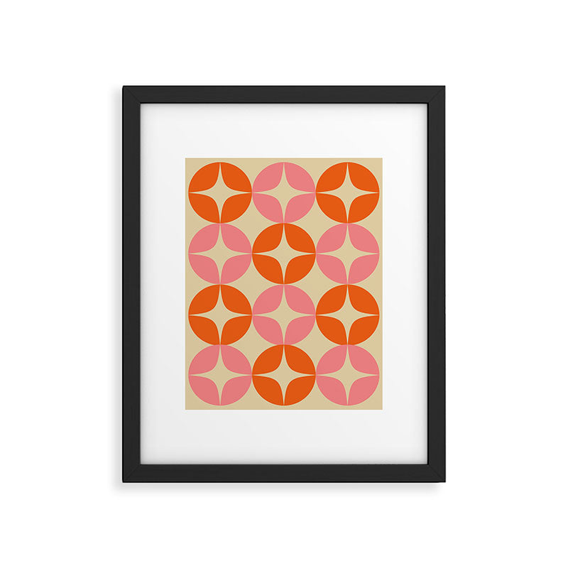 Mid Century Modern Pattern in Pink and Orange Framed Art Print Gallery Image 4