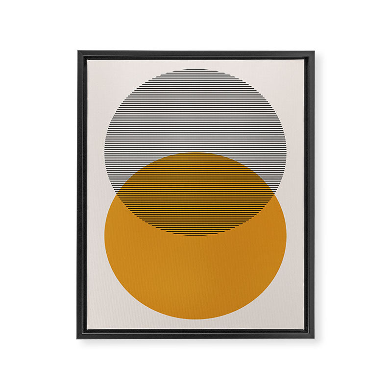 Mid Century Modern Shapes and Lines in Yellow Framed Canvas Print Gallery Image 8