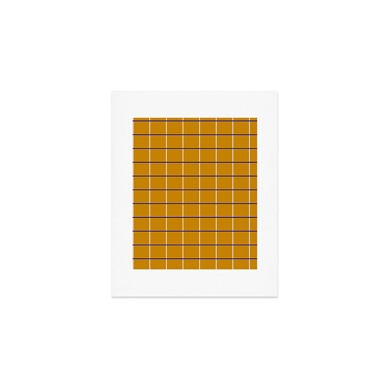 Midcentury Grid Lines in Mustard Yellow Art Print Gallery Image 1