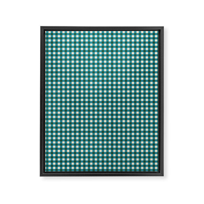 Mini Holiday Gingham in Teal Framed Canvas Print Gallery Image 8