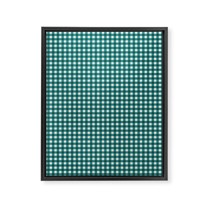 Mini Holiday Gingham in Teal Framed Canvas Print Gallery Image 1
