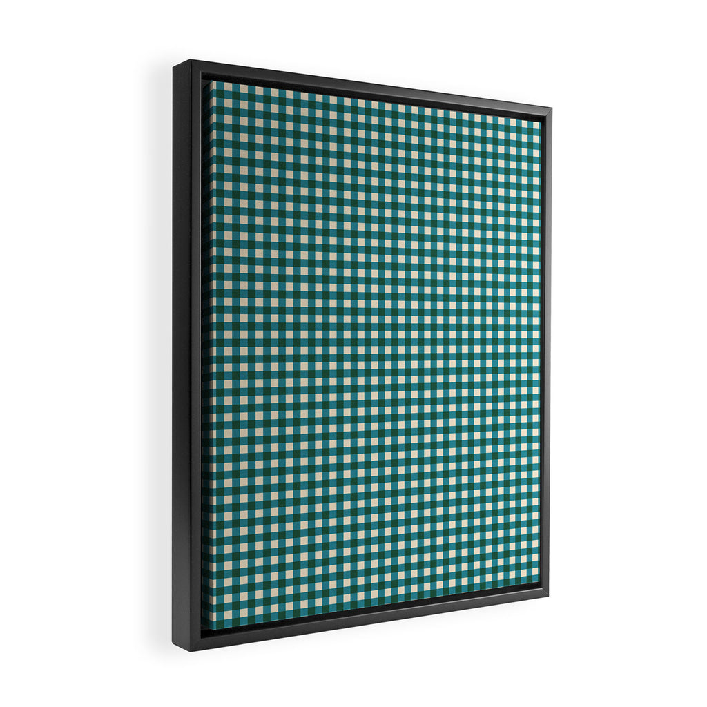 Mini Holiday Gingham in Teal Framed Canvas Print Gallery Image 2