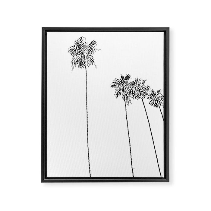 Minimal Black and White Palm Trees Framed Canvas Print Gallery Image 1