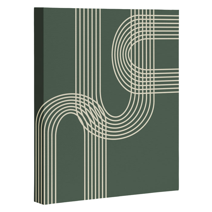 Minimalist Lines in Forest Green Canvas Print Gallery Image 1