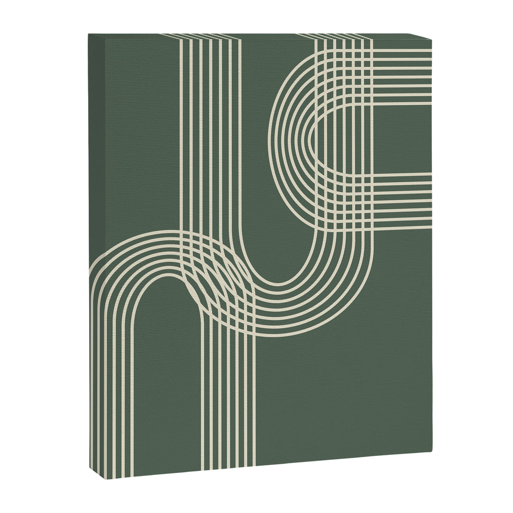 Minimalist Lines in Forest Green Canvas Print Gallery Image 6