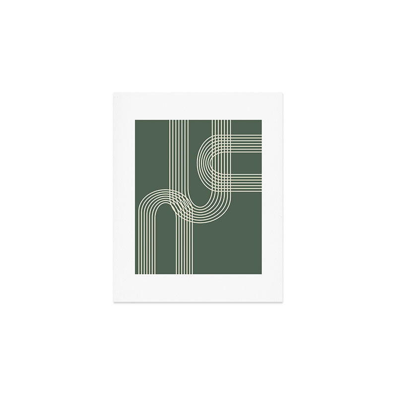 Minimalist Lines in Forest Green Art Print Gallery Image 1