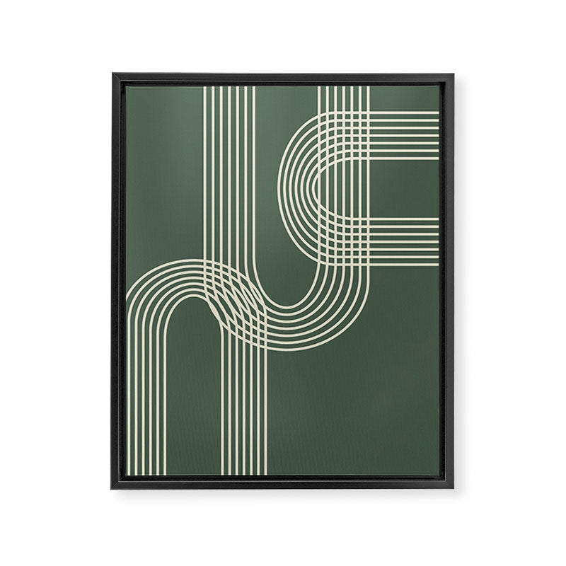 Minimalist Lines in Forest Green Framed Canvas Print Gallery Image 6