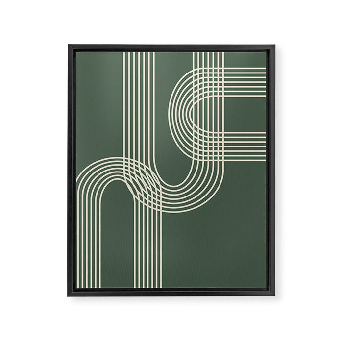 Minimalist Lines in Forest Green Framed Canvas Print Gallery Image 1