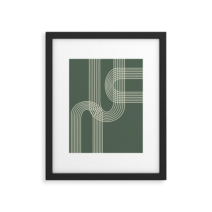 Minimalist Lines in Forest Green Framed Art Print Gallery Image 1