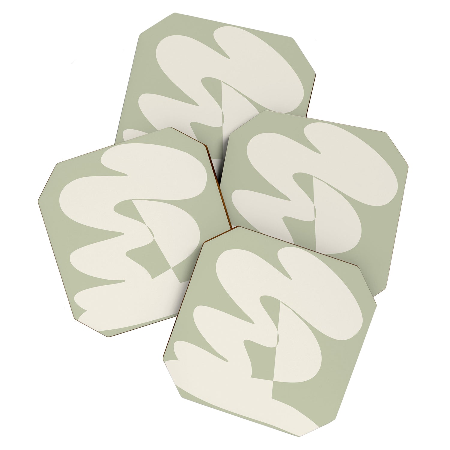 Minimalist Modern Abstract Expressionism in Sage Coaster Gallery Image 1