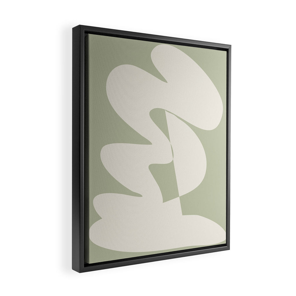 Minimalist Modern Abstract Expressionism in Sage Framed Canvas Print Gallery Image 2