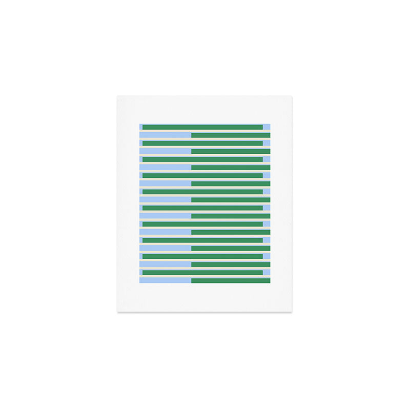Minimalist Striped Pattern in Blue and Green Art Print Gallery Image 1
