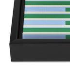 Minimalist Striped Pattern in Blue and Green Framed Canvas Print Gallery Image 3