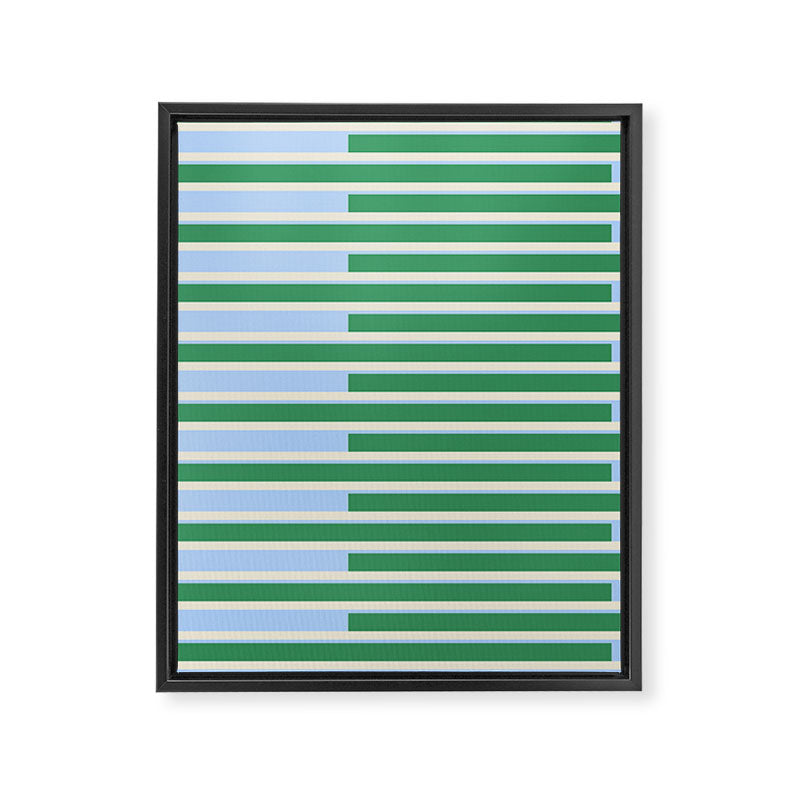 Minimalist Striped Pattern in Blue and Green Framed Canvas Print Gallery Image 8