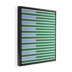 Minimalist Striped Pattern in Blue and Green Framed Canvas Print Gallery Image 2