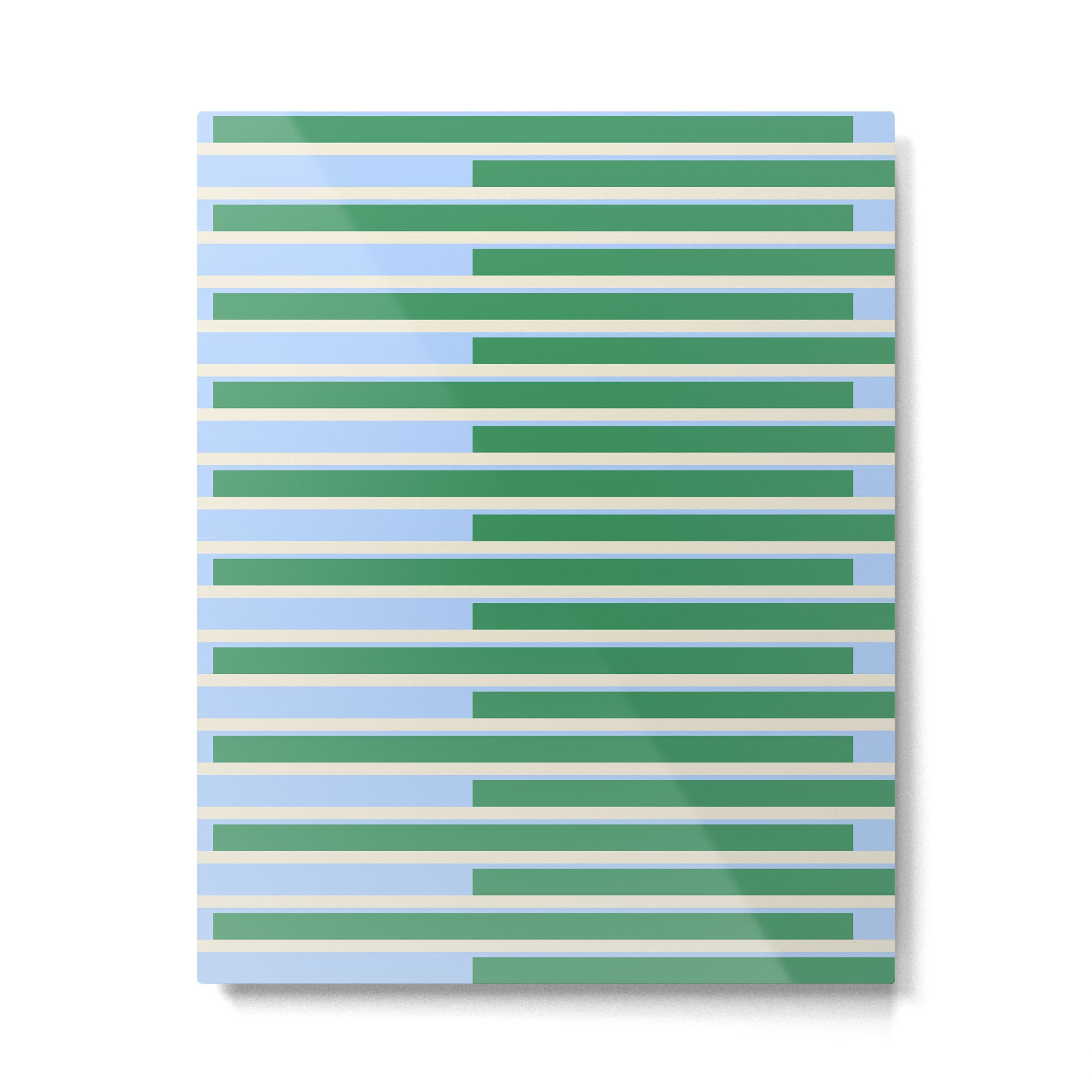 Minimalist Striped Pattern in Blue and Green Metal Print Gallery Image 6