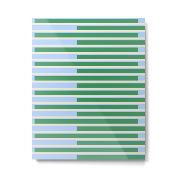 Minimalist Striped Pattern in Blue and Green Metal Print Gallery Image 1