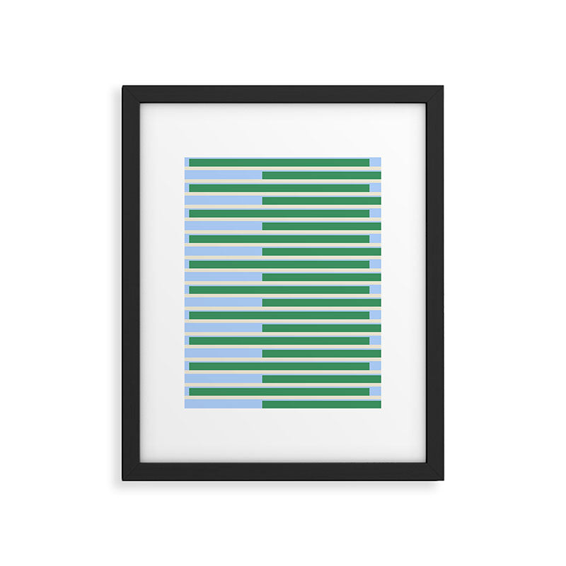 Minimalist Striped Pattern in Blue and Green Framed Art Print Gallery Image 6