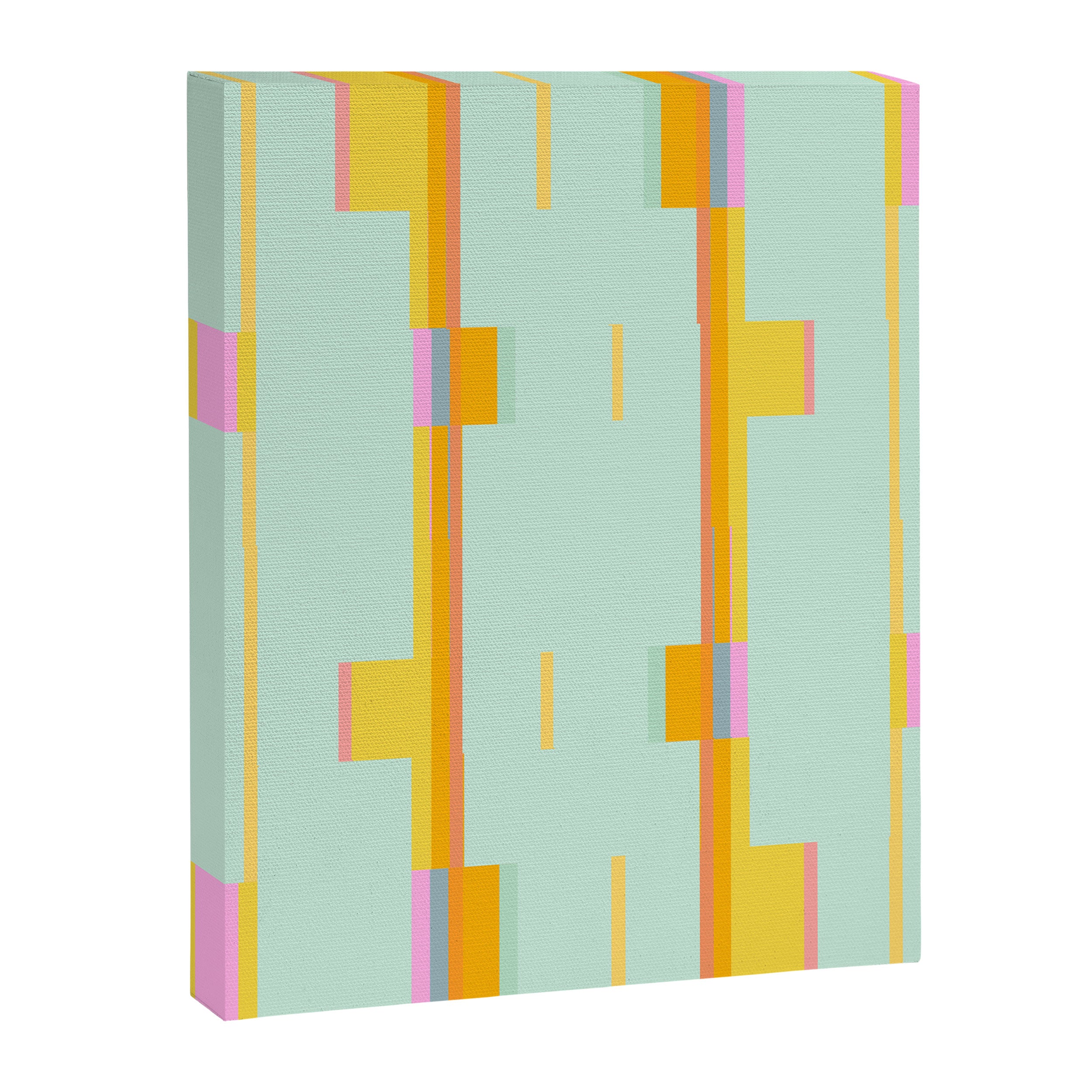 Mint Stripe Grid Canvas Print Gallery Image 8