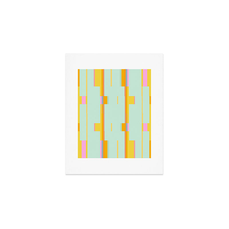 Mint Stripe Grid Art Print Gallery Image 1