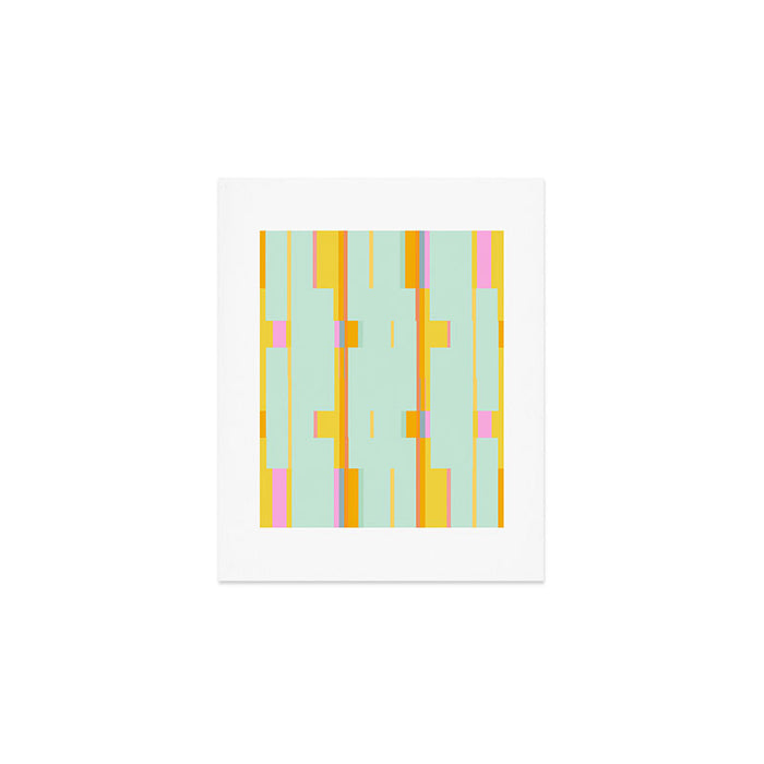 Mint Stripe Grid Art Print Gallery Image 1