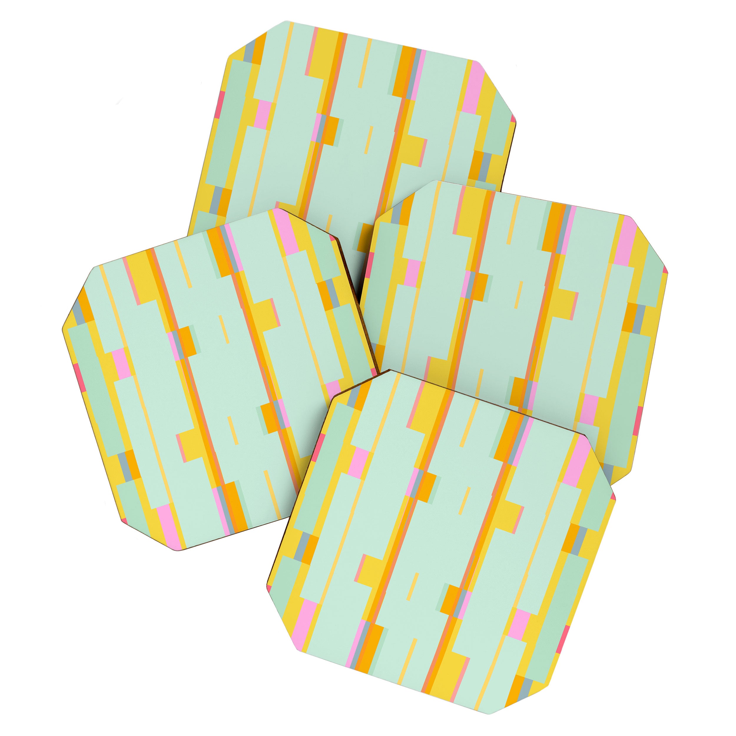 Mint Stripe Grid Coaster Gallery Image 1