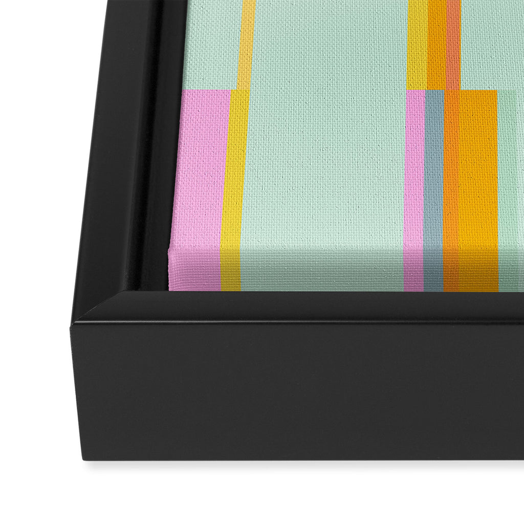 Mint Stripe Grid Framed Canvas Print Gallery Image 3