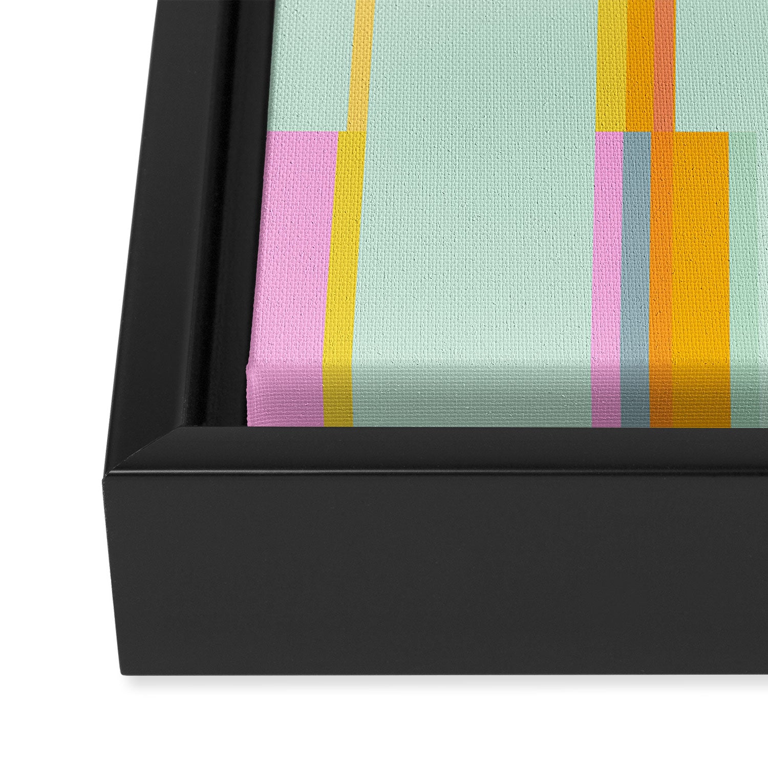 Mint Stripe Grid Framed Canvas Print Gallery Image 3
