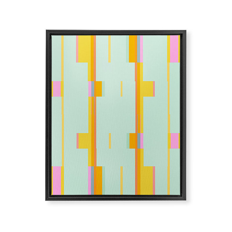 Mint Stripe Grid Framed Canvas Print Gallery Image 8