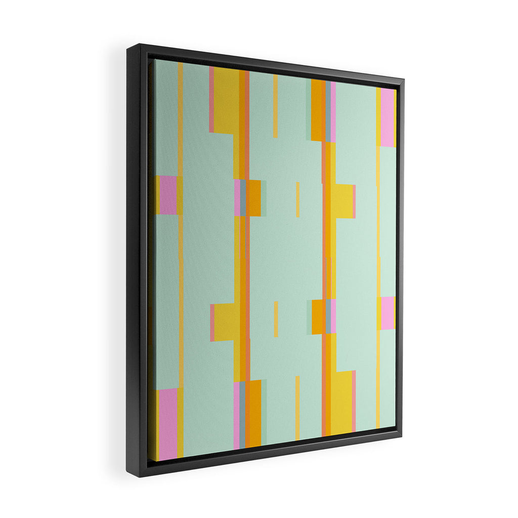Mint Stripe Grid Framed Canvas Print Gallery Image 2