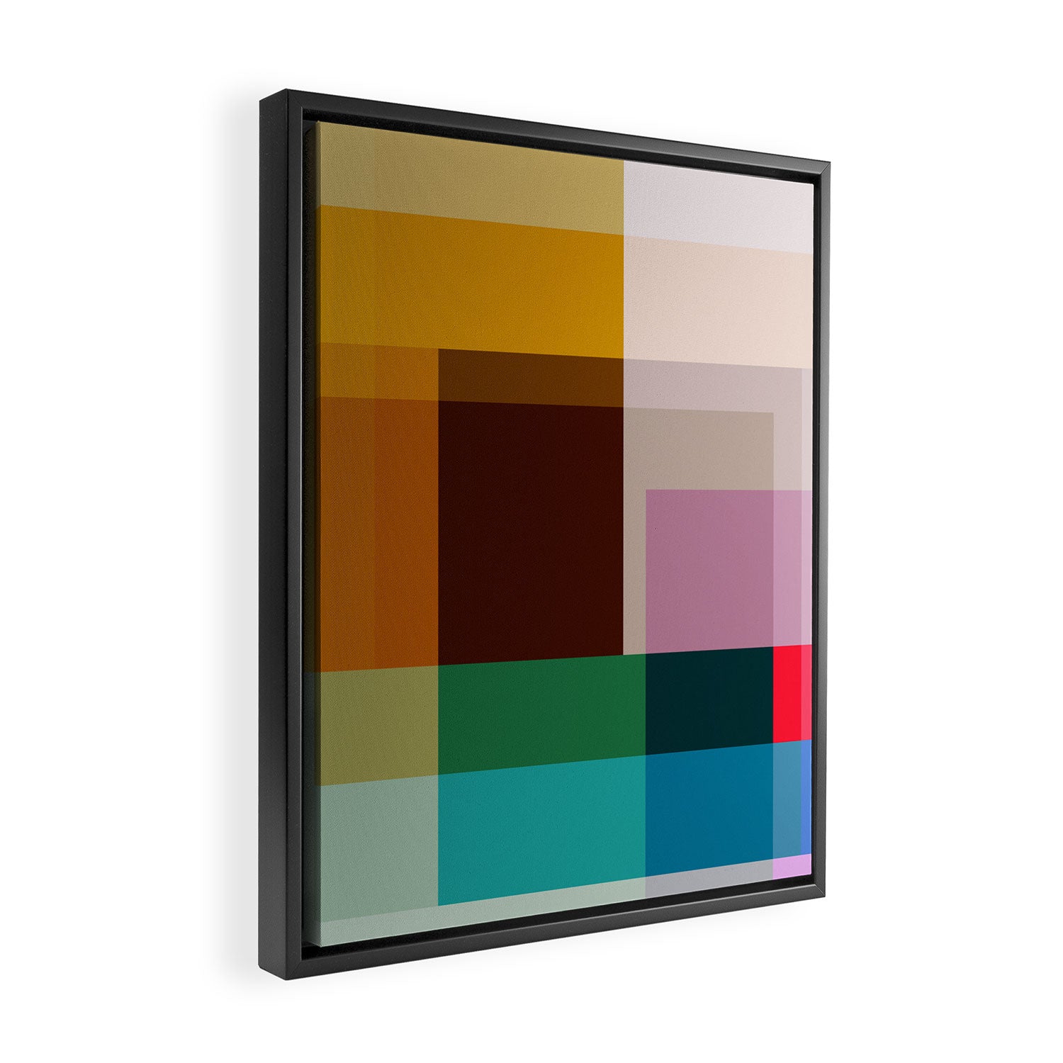 Modern Multicolor Geometric Abstract Art with Overlapping Shapes Framed Canvas Print Gallery Image 2