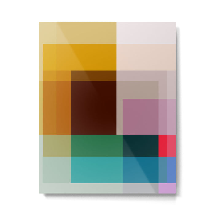 Modern Multicolor Geometric Abstract Art with Overlapping Shapes Metal Print Gallery Image 1