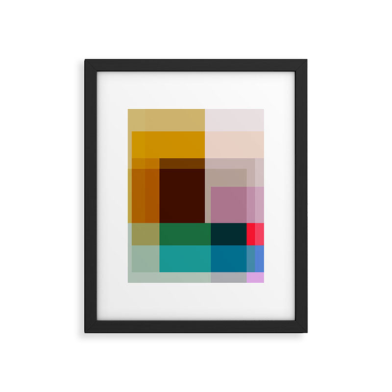 Modern Multicolor Geometric Abstract Art with Overlapping Shapes Framed Art Print Gallery Image 6