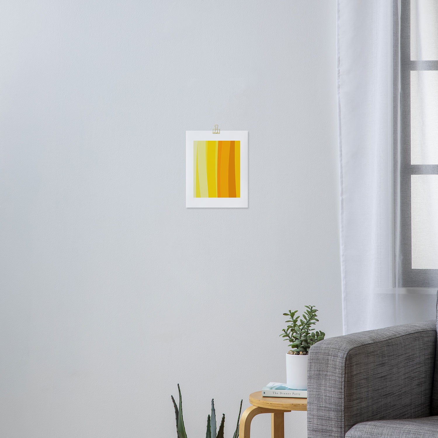 Ombre Yellow Organic Stripes Art Print Gallery Image 3