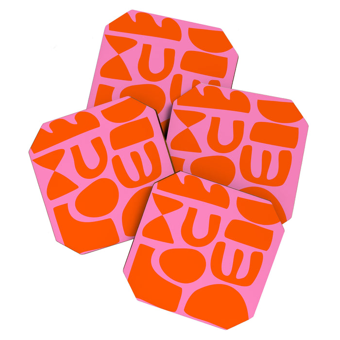 Orange Shapes on Pink Coaster Gallery Image 1