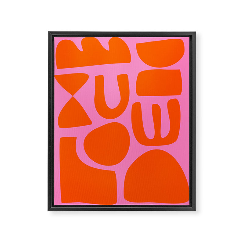 Orange Shapes on Pink Framed Canvas Print Gallery Image 6
