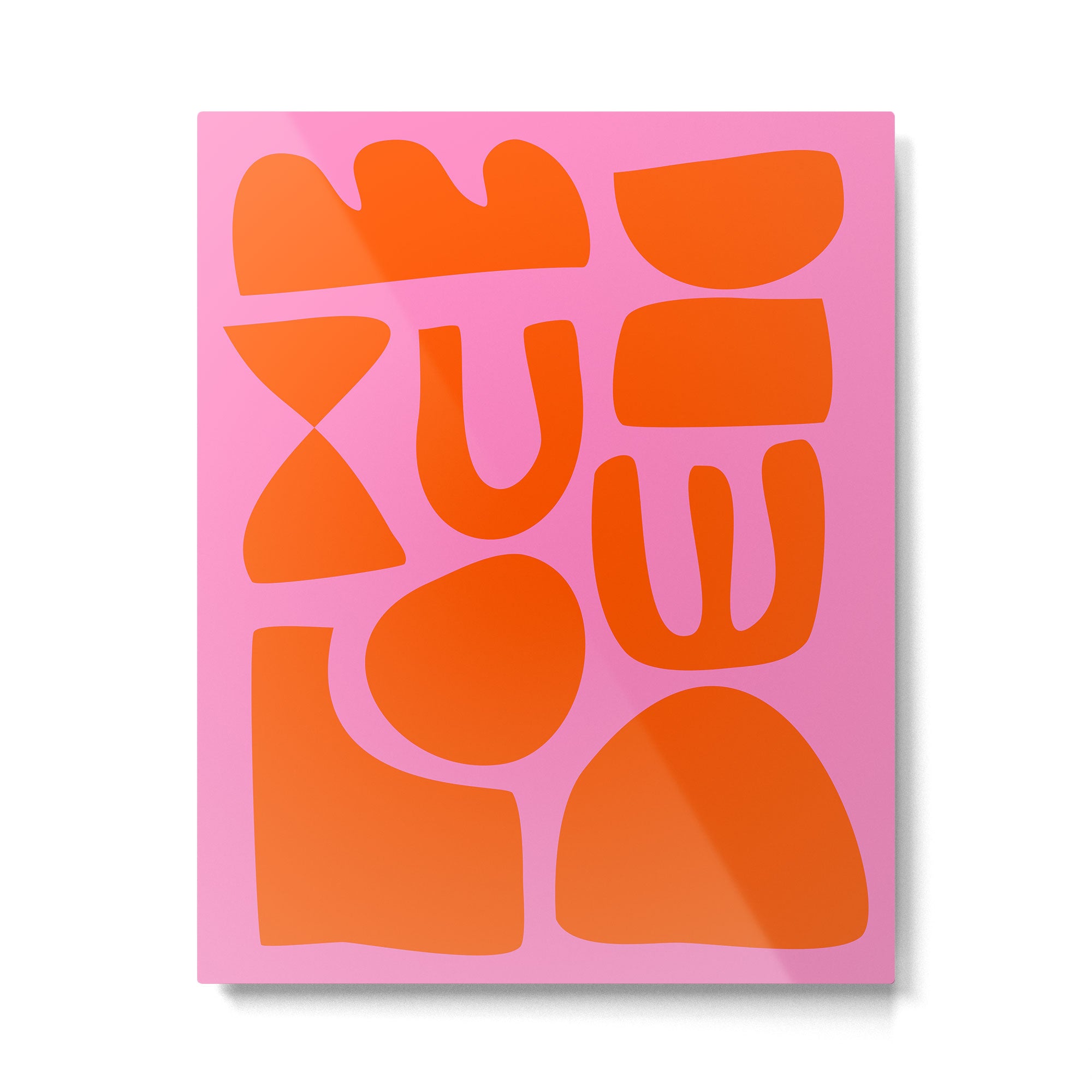 Orange Shapes on Pink Metal Print Gallery Image 4