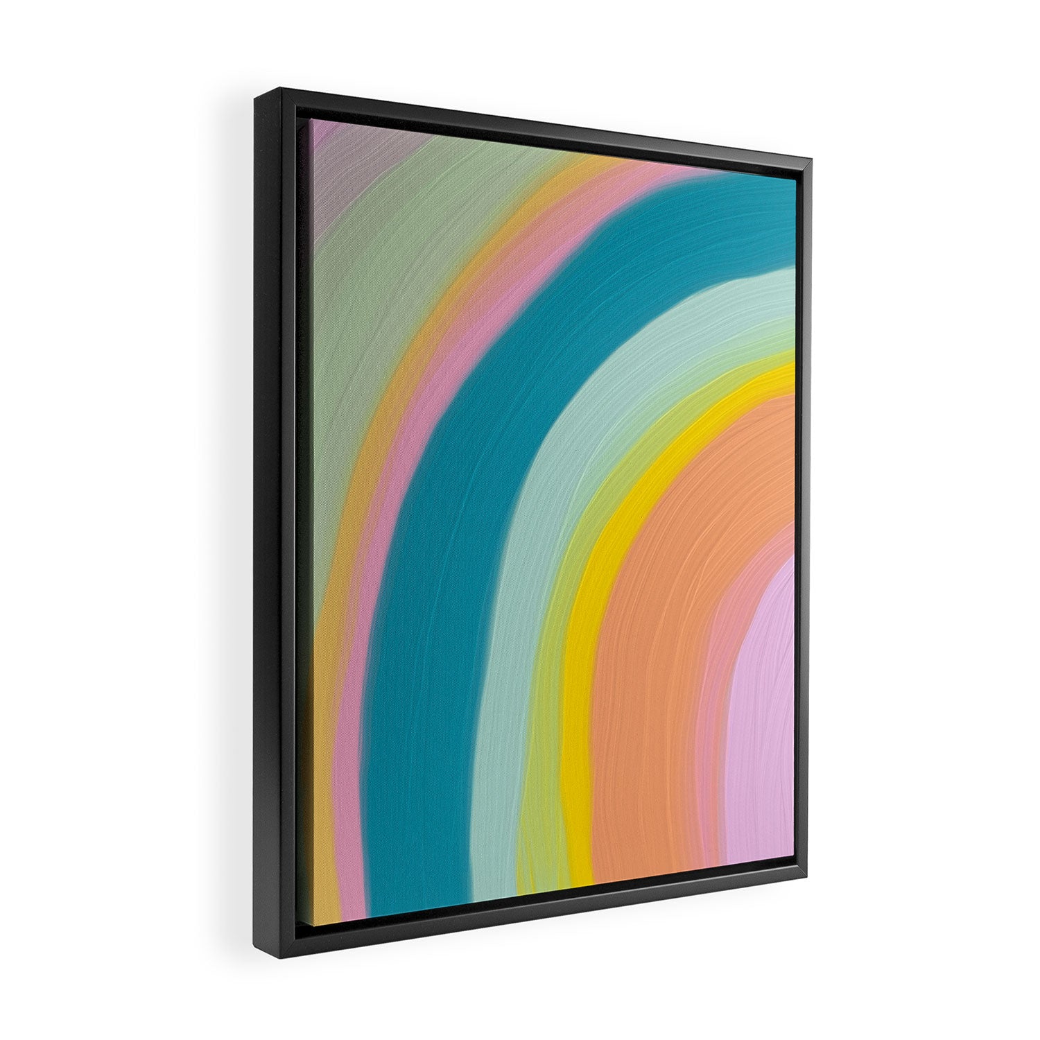 Painted Pastel Rainbow Framed Canvas Print Gallery Image 2