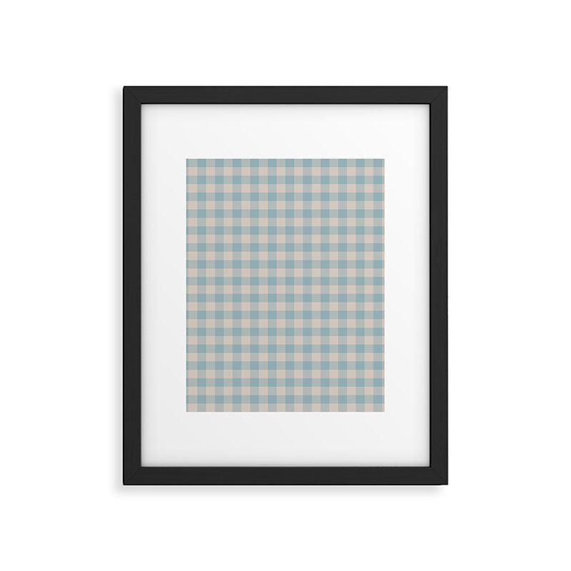 Pastel Blue Gingham Plaid Pattern Framed Art Print Gallery Image 6
