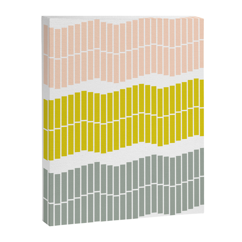 Minimalist Wavy Geometric Pattern in Pink, Gold, and Blue Canvas Print Gallery Image 8
