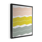Minimalist Wavy Geometric Pattern in Pink, Gold, and Blue Framed Canvas Print Gallery Image 2