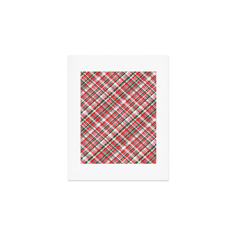 Pink Green and Red Christmas Tartan Plaid Pattern Art Print Gallery Image 1