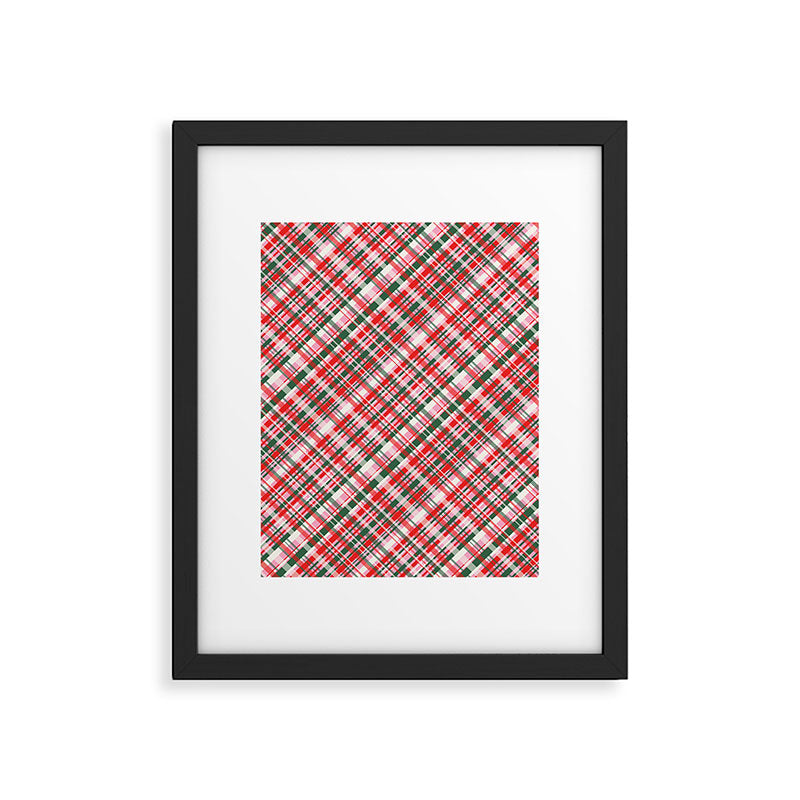 Pink Green and Red Christmas Tartan Plaid Pattern Framed Art Print Gallery Image 6