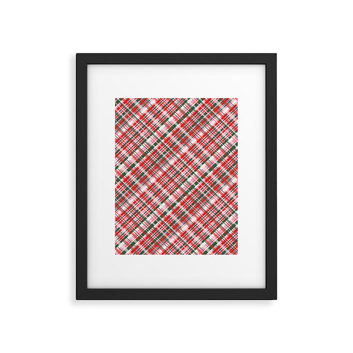 Pink Green and Red Christmas Tartan Plaid Pattern Framed Art Print Gallery Image 1