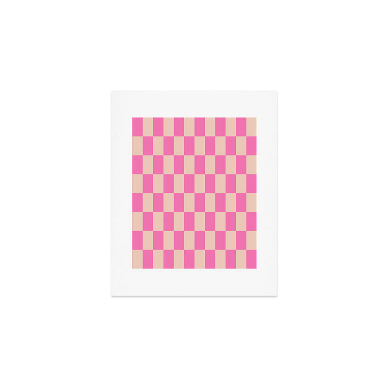 Pink Pop Checkered Grid Art Print Gallery Image 1