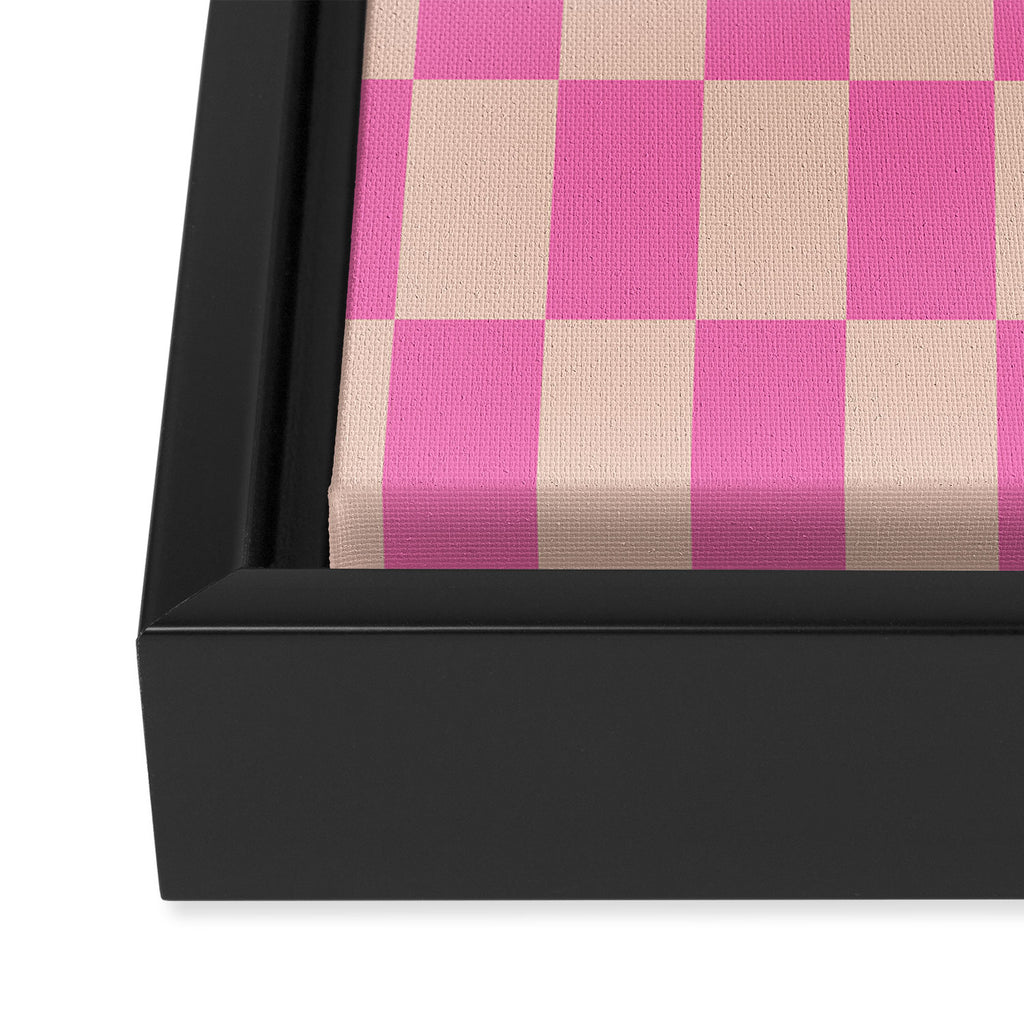 Pink Pop Checkered Grid Framed Canvas Print Gallery Image 3