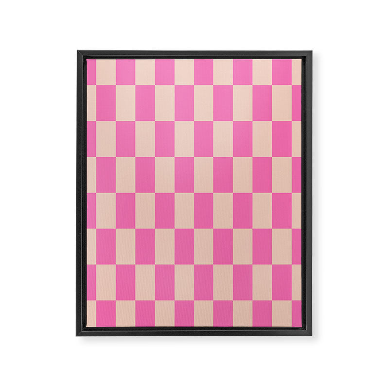 Pink Pop Checkered Grid Framed Canvas Print Gallery Image 8