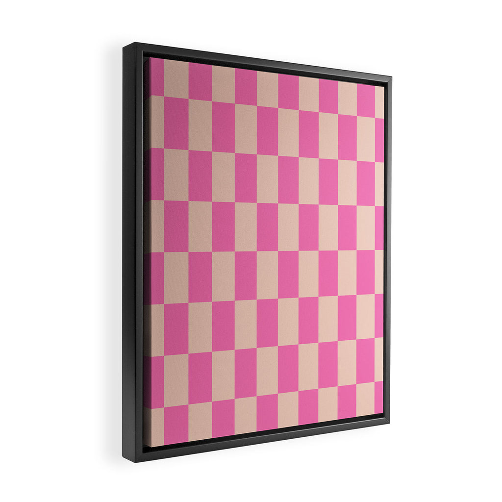Pink Pop Checkered Grid Framed Canvas Print Gallery Image 2