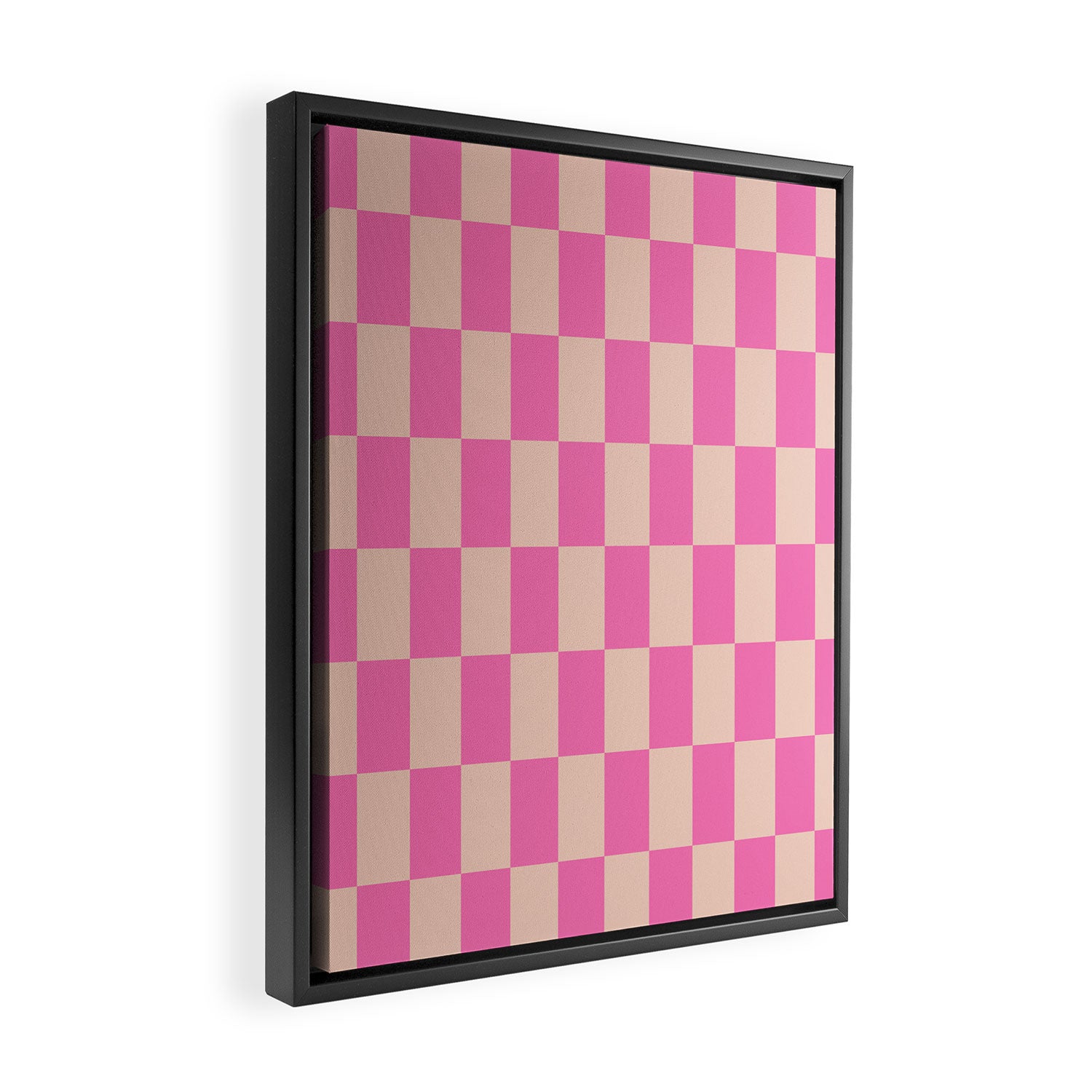 Pink Pop Checkered Grid Framed Canvas Print Gallery Image 2