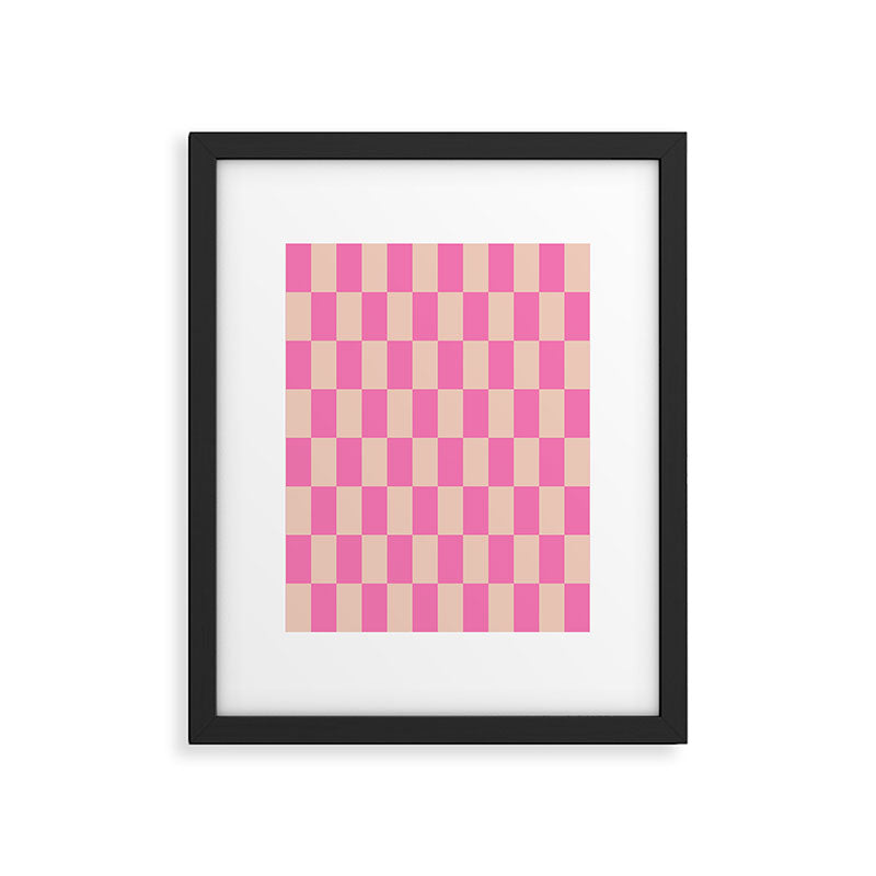 Pink Pop Checkered Grid Framed Art Print Gallery Image 6